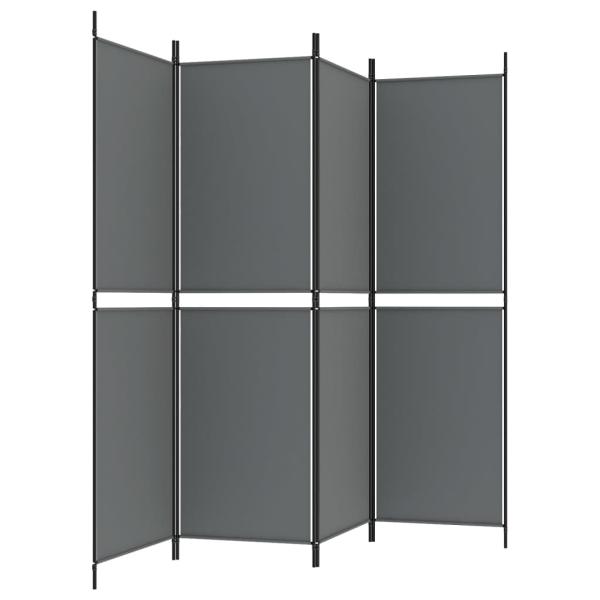 4-tlg. Paravent Anthrazit 200x180 cm Stoff