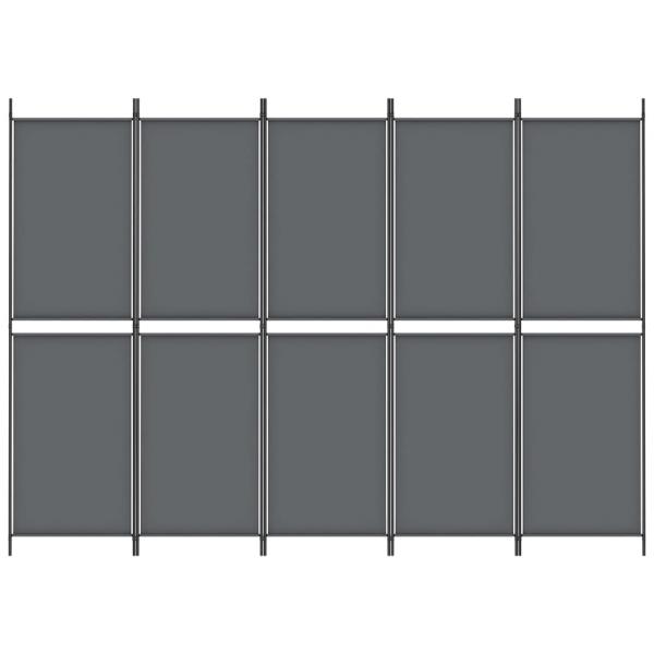 5-tlg. Paravent Anthrazit 250x180 cm Stoff
