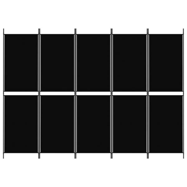5-tlg. Paravent Schwarz 250x180 cm Stoff