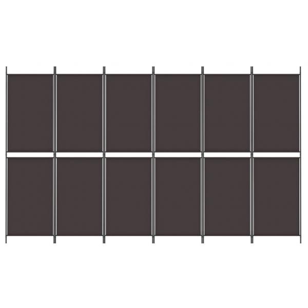 6-tlg. Paravent Braun 300x180 cm Stoff