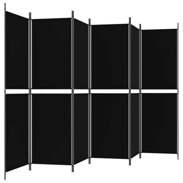 6-tlg. Paravent Schwarz 300x180 cm Stoff