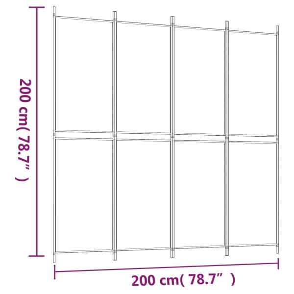 4-tlg. Paravent Braun 200x200 cm Stoff