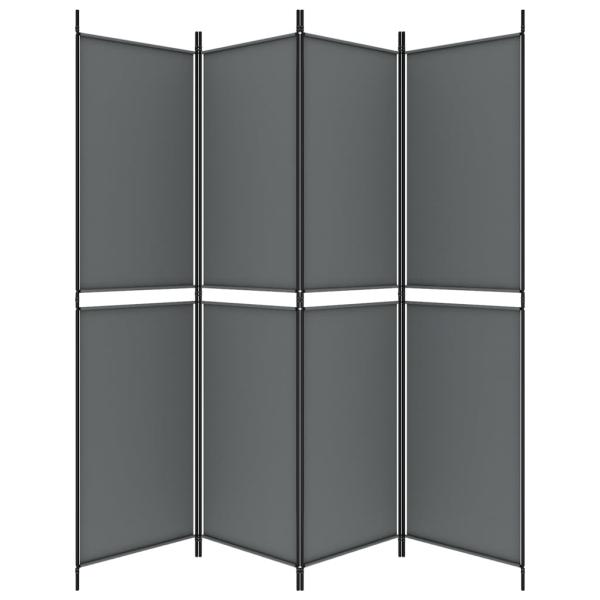 4-tlg. Paravent Anthrazit 200x200 cm Stoff