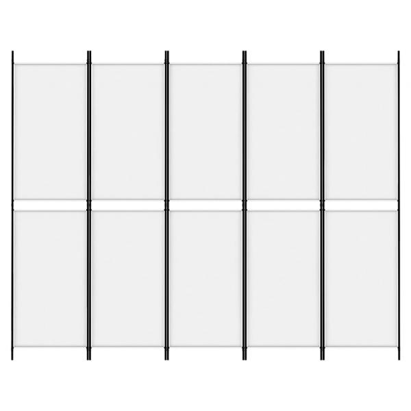 5-tlg. Paravent Weiß 250x200 cm Stoff