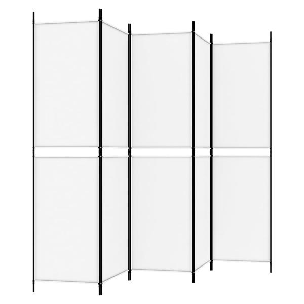 5-tlg. Paravent Weiß 250x200 cm Stoff