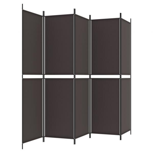 5-tlg. Paravent Braun 250x200 cm Stoff