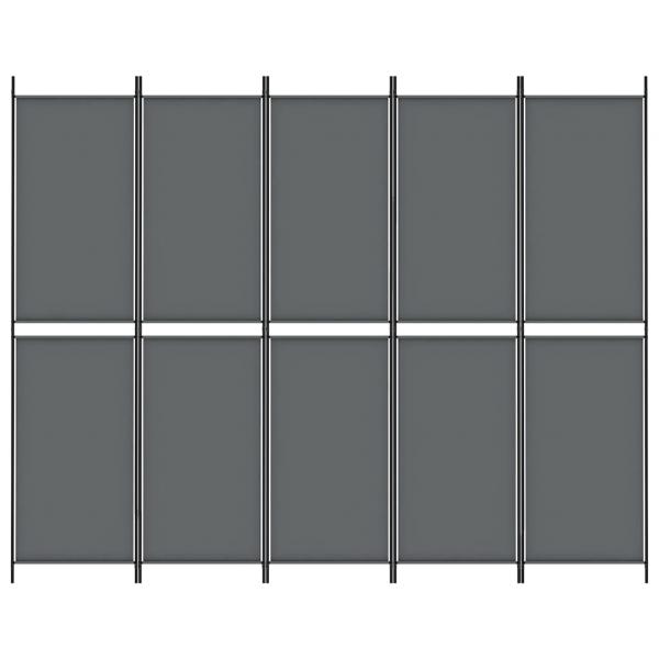 5-tlg. Paravent Anthrazit 250x200 cm Stoff