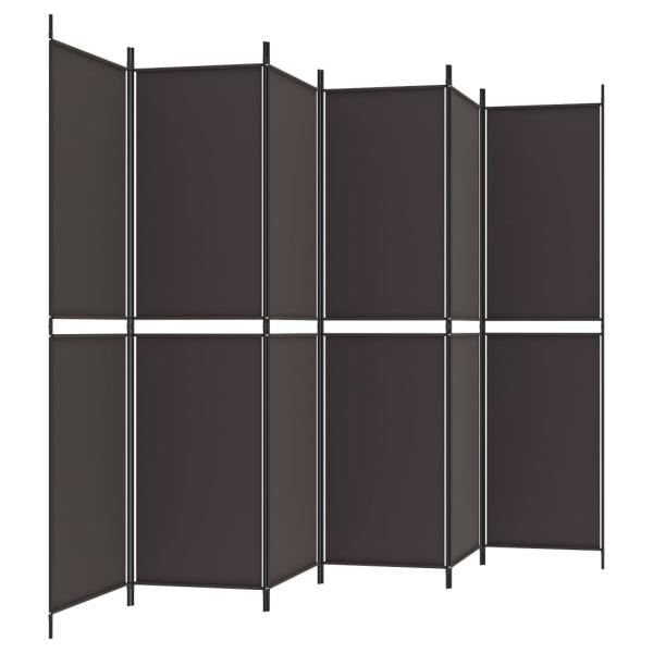 6-tlg. Paravent Braun 300x200 cm Stoff