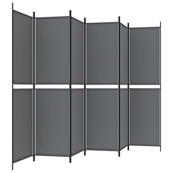 6-tlg. Paravent Anthrazit 300x200 cm Stoff