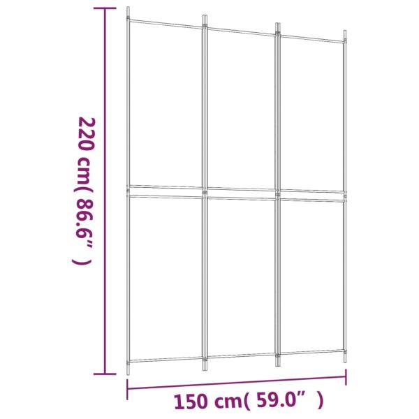 3-tlg. Paravent Braun 150x220 cm Stoff