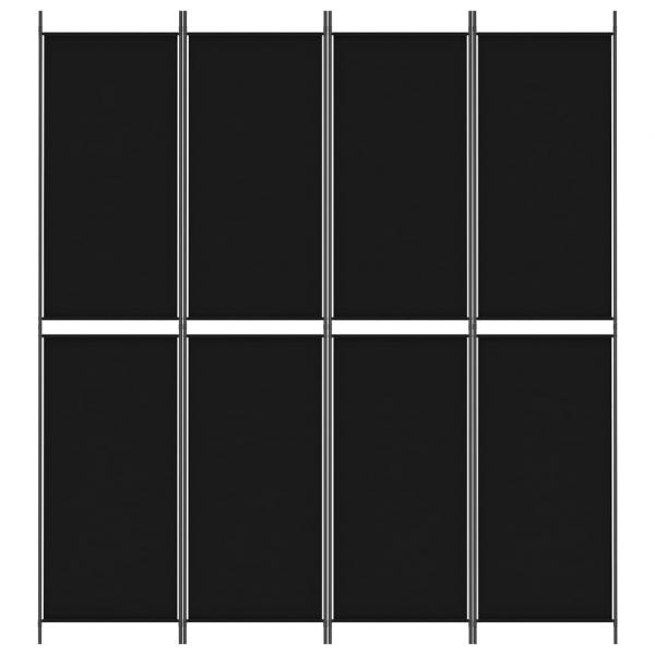 4-tlg. Paravent Schwarz 200x220 cm Stoff