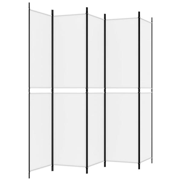 5-tlg. Paravent Weiß 250x220 cm Stoff