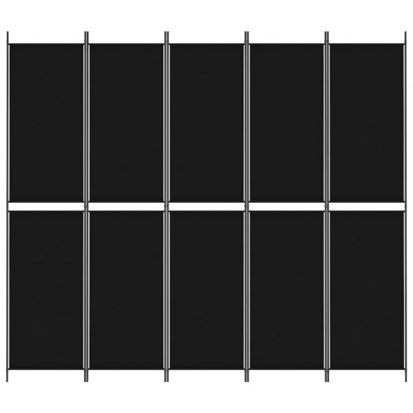 5-tlg. Paravent Schwarz 250x220 cm Stoff