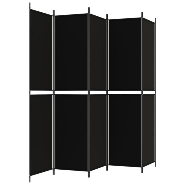 5-tlg. Paravent Schwarz 250x220 cm Stoff