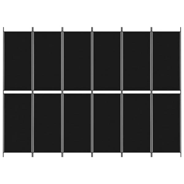 6-tlg. Paravent Schwarz 300x220 cm Stoff