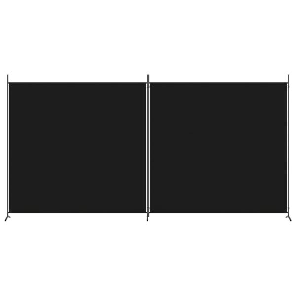 2-tlg. Paravent Schwarz 348x180 cm Stoff