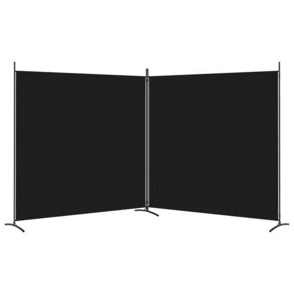 2-tlg. Paravent Schwarz 348x180 cm Stoff