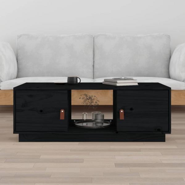 ARDEBO.de - Couchtisch Schwarz 100x50x35 cm Massivholz Kiefer