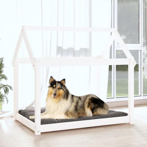 Hundebett Weiß 101x70x90 cm Massivholz Kiefer