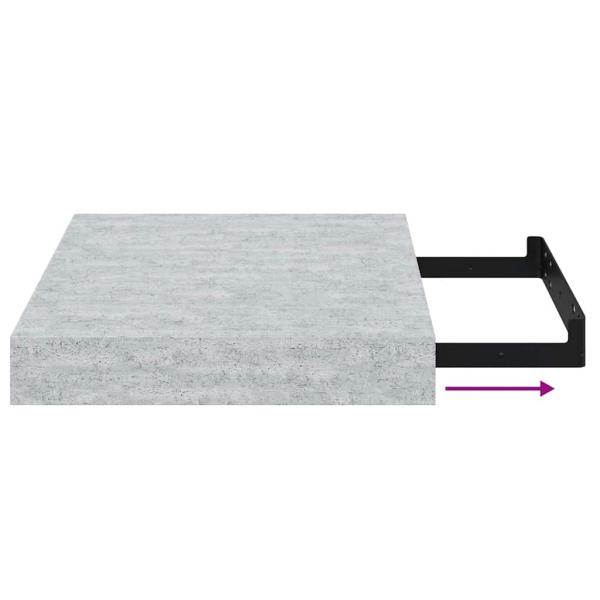 Schweberegale 2 Stk. Betongrau 23x23,5x3,8 cm MDF