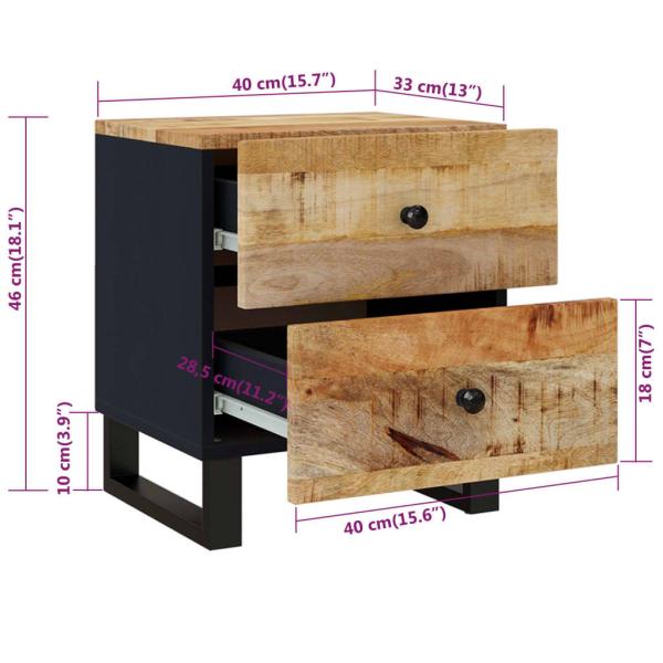 Nachttisch 40x33x46 cm Massivholz Mango