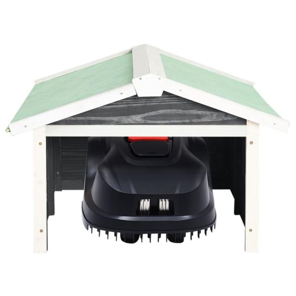 Roboter-Rasenmäher Garage 72x87x50 cm Grau Weiß Tannenholz