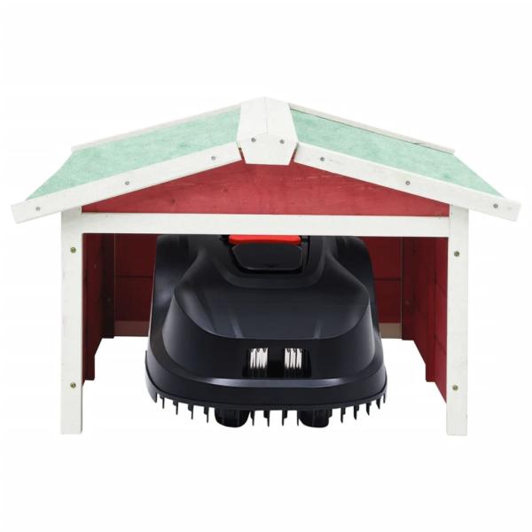 Roboter-Rasenmäher Garage 72x87x50 cm Rot Weiß Tannenholz