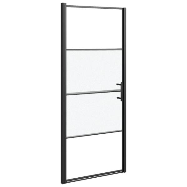 Duschtür 91x195 cm Halbmatt Hartglas Schwarz