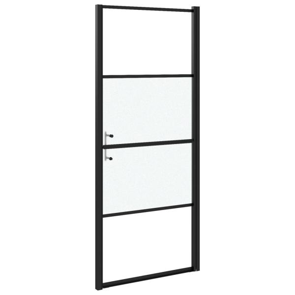 Duschtür 91x195 cm Halbmatt Hartglas Schwarz