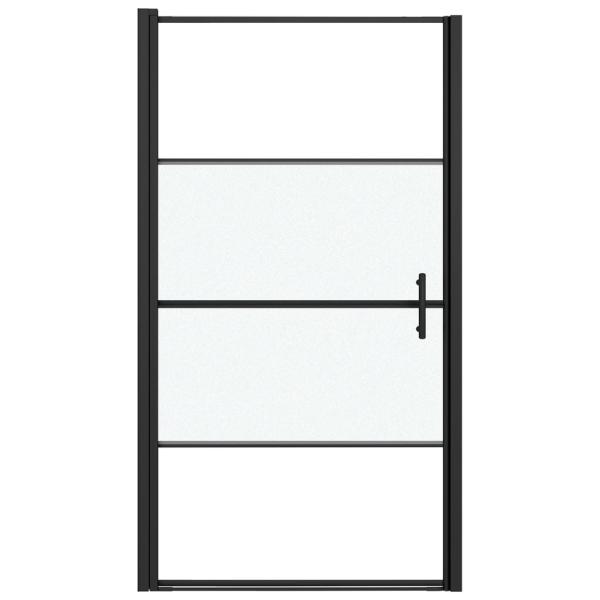 Duschtür 100x178 cm Halbmatt Hartglas Schwarz