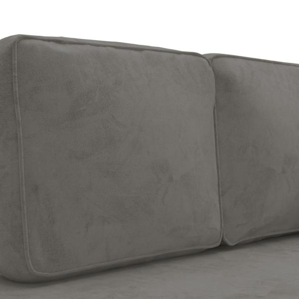 Chaiselongue mit Kissen und Nackenrolle Hellgrau Samt