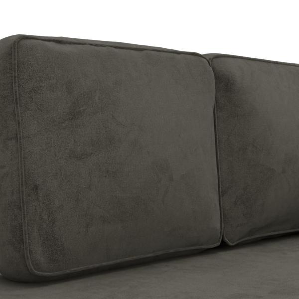 Chaiselongue mit Kissen und Nackenrolle Dunkelgrau Samt