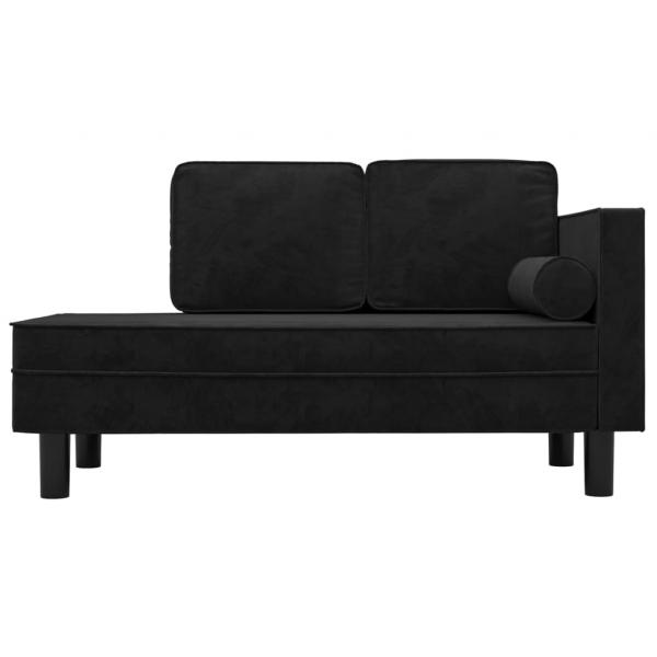 Chaiselongue mit Kissen und Nackenrolle Schwarz Samt