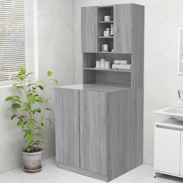 ARDEBO.de - Waschmaschinenschrank Grau Sonoma 70,5x25,5x90 cm