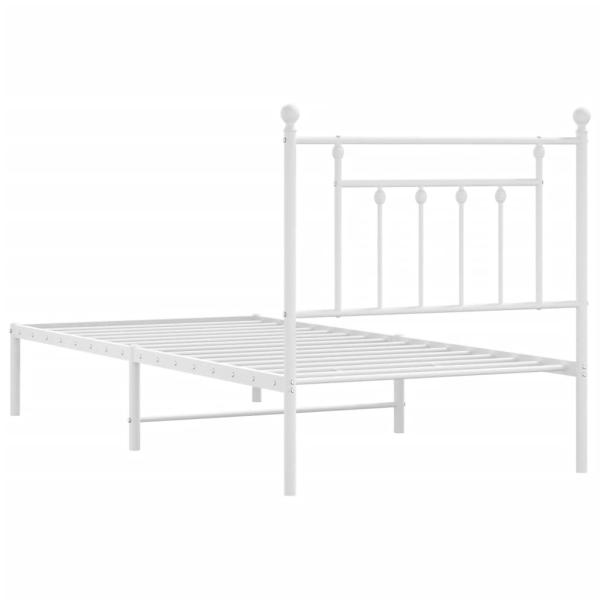 Bettgestell mit Kopfteil Metall Weiß 90x200 cm