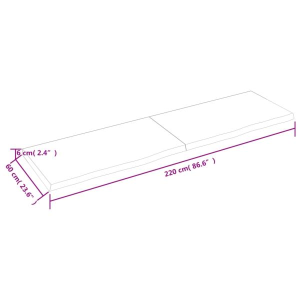 ARDEBO.de - Wandregal 220x60x(2-6) cm Massivholz Eiche Unbehandelt