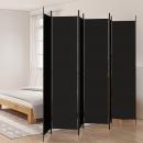 6-tlg. Paravent Schwarz 300x220 cm Stoff
