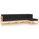 5-tlg. Garten-Lounge-Set mit Kissen Massivholz Kiefer