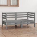 2-Sitzer-Gartensofa Grau Kiefer Massivholz