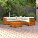 6-tlg. Garten-Lounge-Set mit Kissen Massivholz Akazie