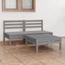 3-tlg. Garten-Lounge-Set Grau Kiefer Massivholz