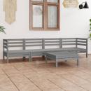 5-tlg. Garten-Lounge-Set Grau Kiefer Massivholz