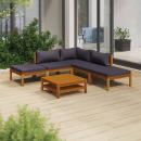 6-tlg. Garten-Lounge-Set mit Auflage Massivholz Akazie