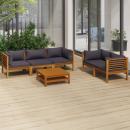 6-tlg. Garten-Lounge-Set mit Auflage Massivholz Akazie