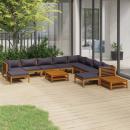 12-tlg. Garten-Lounge-Set mit Auflage Massivholz Akazie