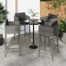 Barhocker 4 Stk. mit Kissen Grau Poly Rattan 
