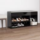 Schuhbank mit Kissen Hochglanz-Schwarz 104x30x49cm