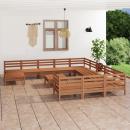 13-tlg. Garten-Lounge-Set Honigbraun Massivholz Kiefer