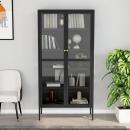 Vitrine Anthrazit 90x40x180 cm Stahl und Gehärtetes Glas  