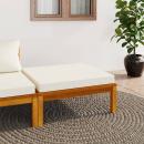 Hocker mit Cremeweißem Kissen Massivholz Akazie 